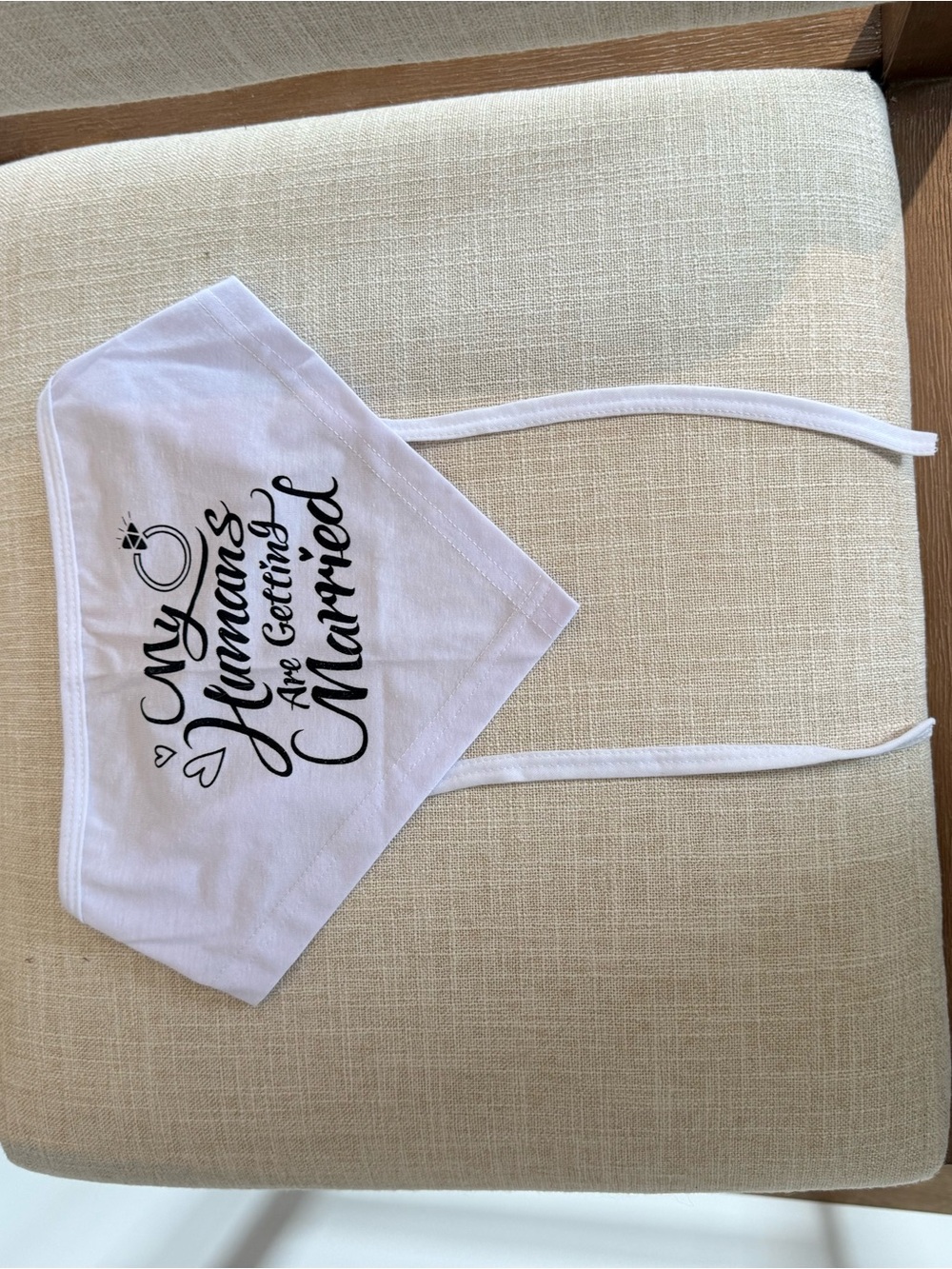 White Bridal Bandana with 'My Humans Are Getting Married' Print - NEVER USED